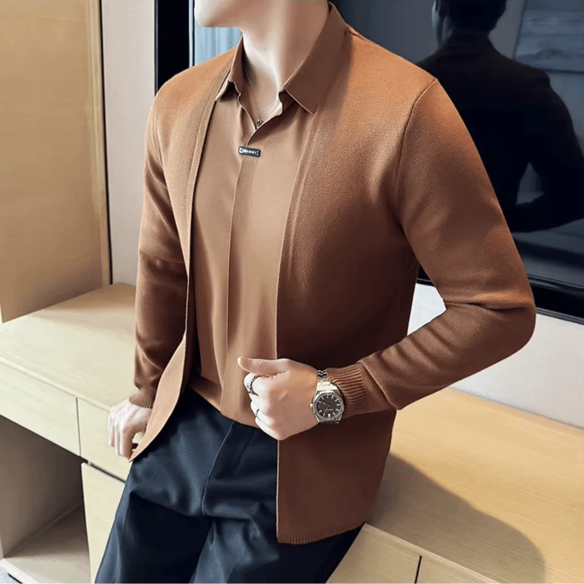 Layer™ – 2-in-1-Hemd mit Cardigan-Effekt