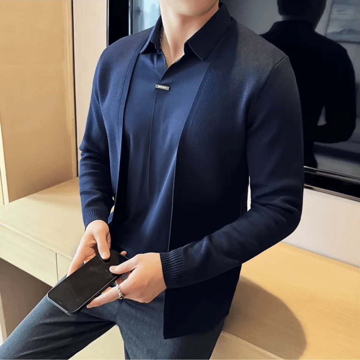 Layer™ – 2-in-1-Hemd mit Cardigan-Effekt