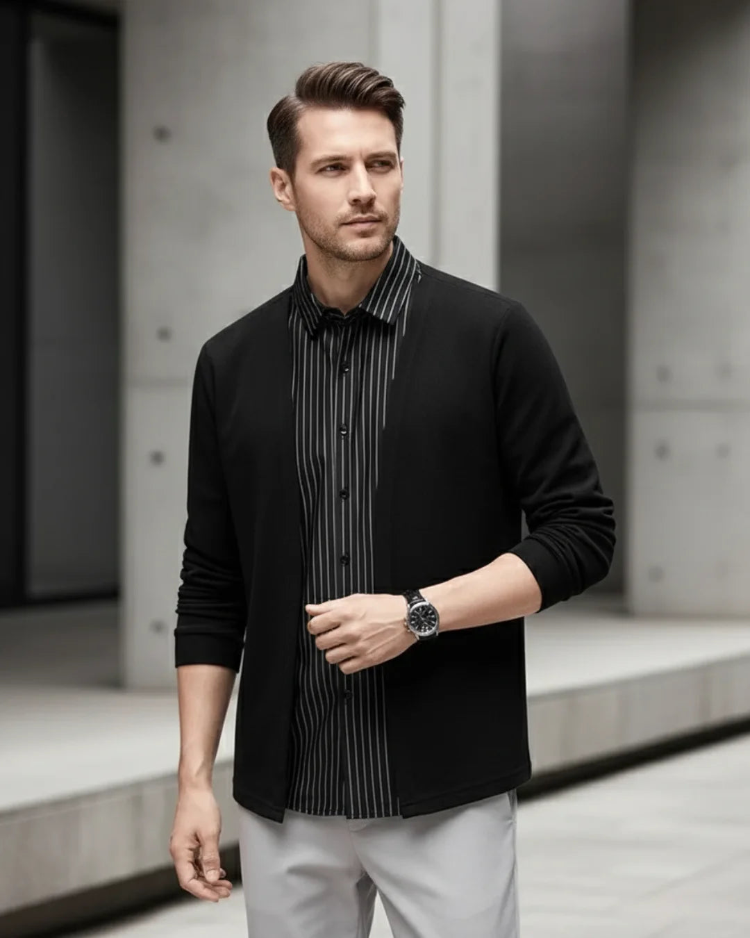 Gianluigi™ – Italienisches 2-in-1-Hemd mit Cardigan-Schnitt