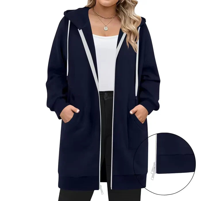 SoftHood™ • Lange Damenjacke mit Kapuze für Wärme und Komfort